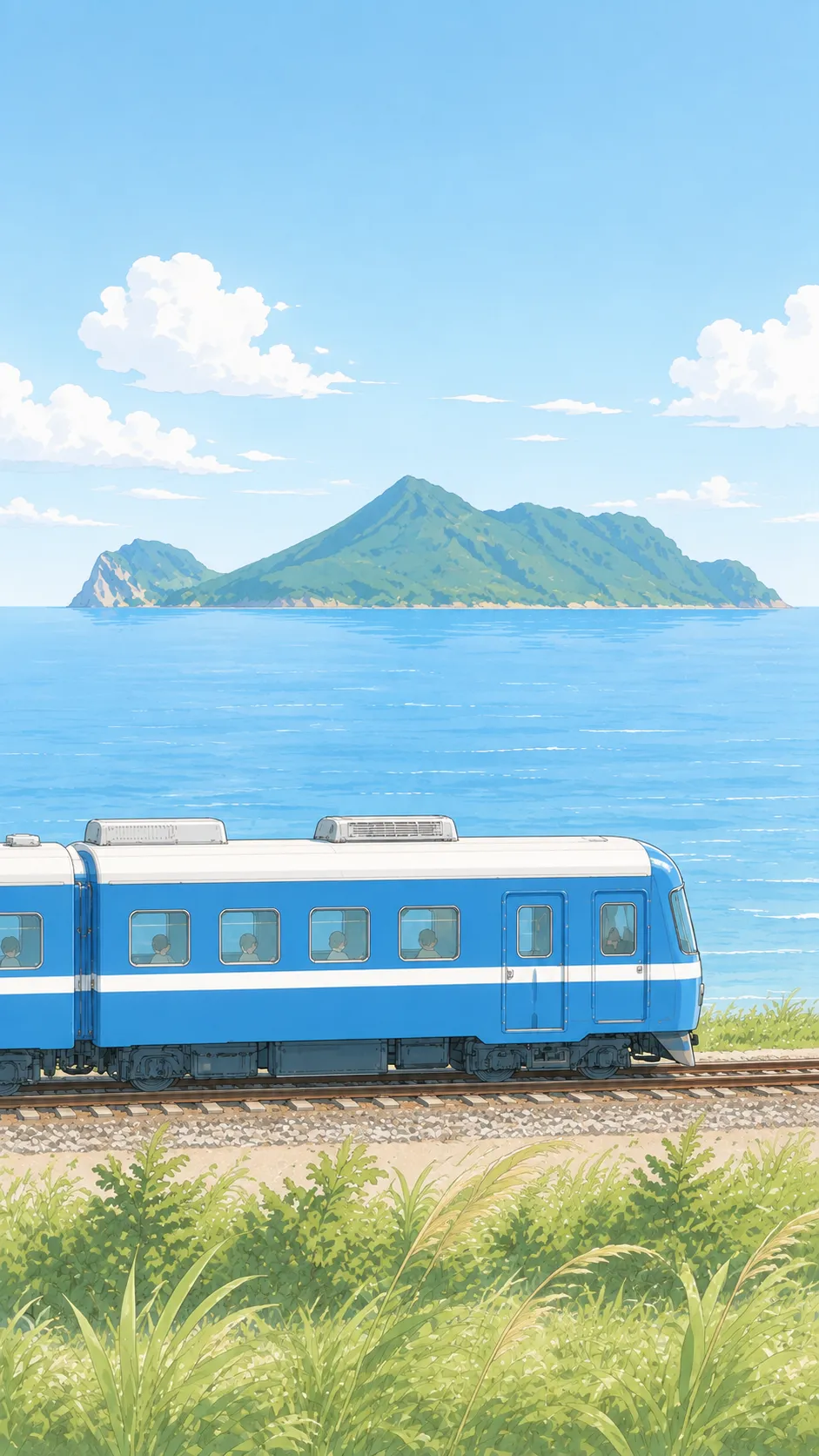 窗外的海先到了，龜山島在轉彎的地方